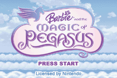 Barbie and the Magic of Pegasus title screen for GameBoy Advance